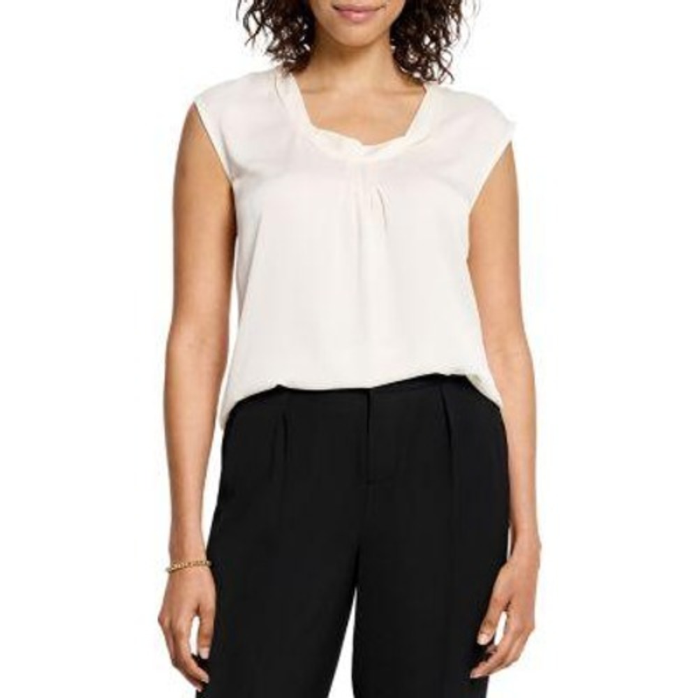 NIC+ZOE Sleeveless Chiffon Blouse Top Women M Pleated Office Career Polished NWT